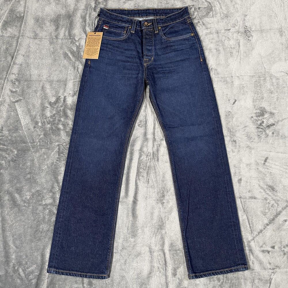 WIESMADE Jackie Jeans Womens 25x30 Blue Dark Wash Mid Rise Straight Button Fly